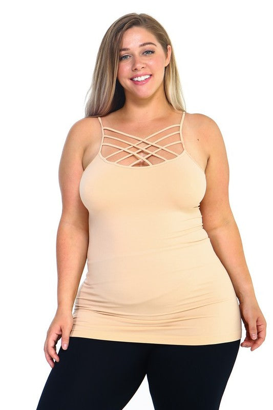 Yelete PLUS Seamless Triple Criss-Cross Front Cami