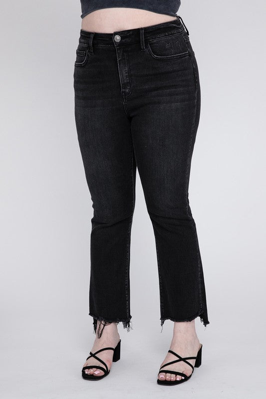VERVET by Flying Monkey Plus Size High Rise Crop Flare Jeans – TheMogan