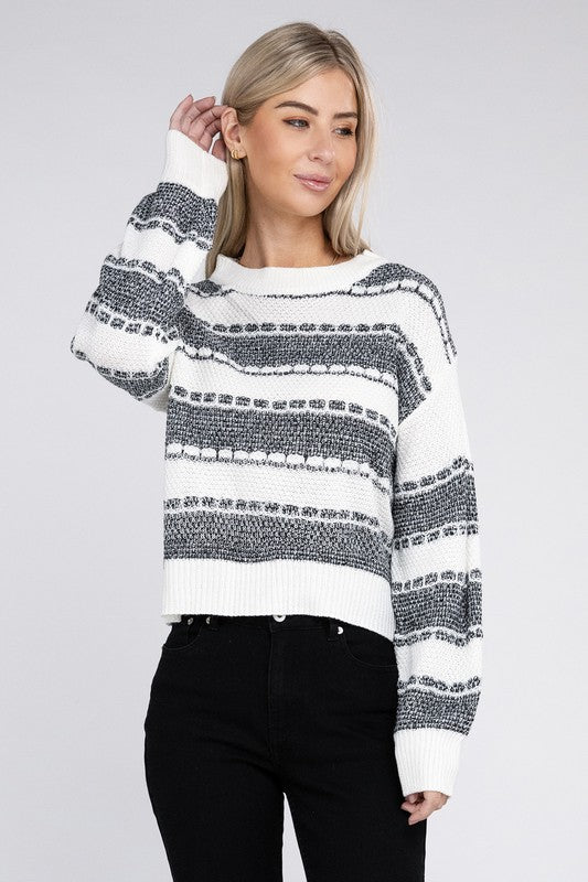 Nuvi Apparel Two Tone Drop Shoulder Sweater