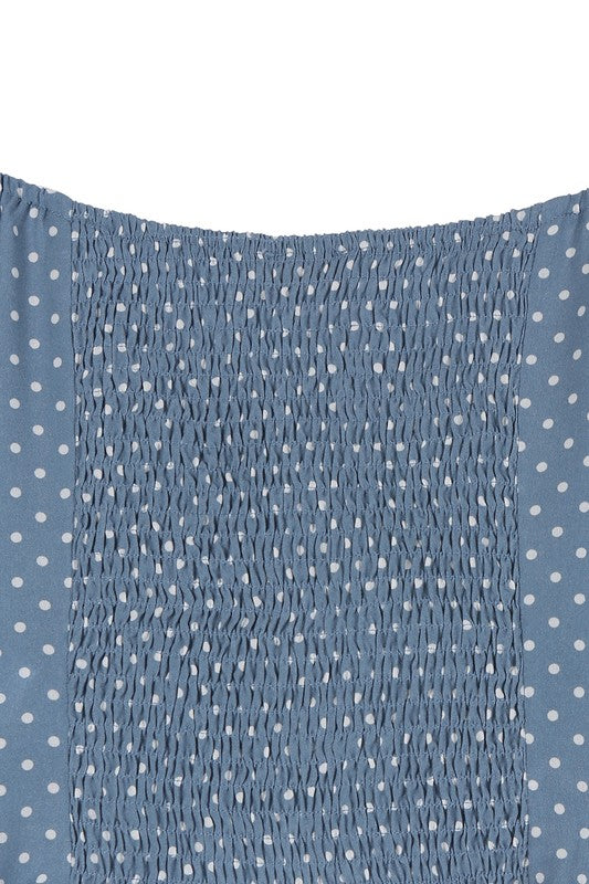 Lilou Ruched polka dot crop top with puff sleeves
