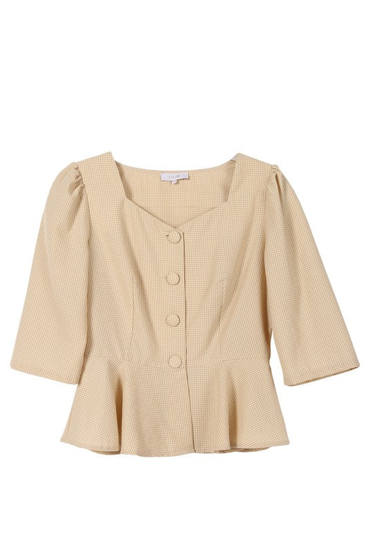 Lilou 3/4 Sleeve front button blouse