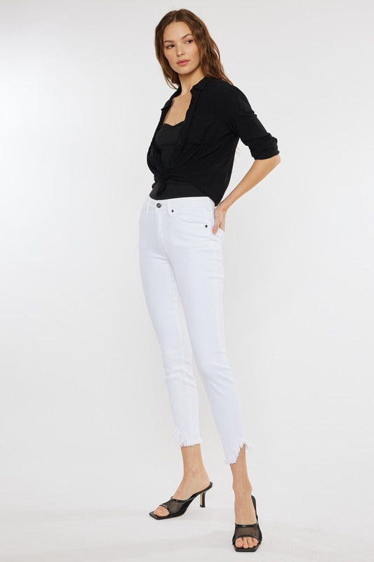 Load image into Gallery viewer, Kan Can High Rise Hem Detail Ankle Skinny Jeans
