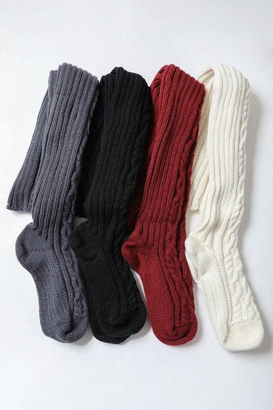 Leto Knee High Cable Knit Socks