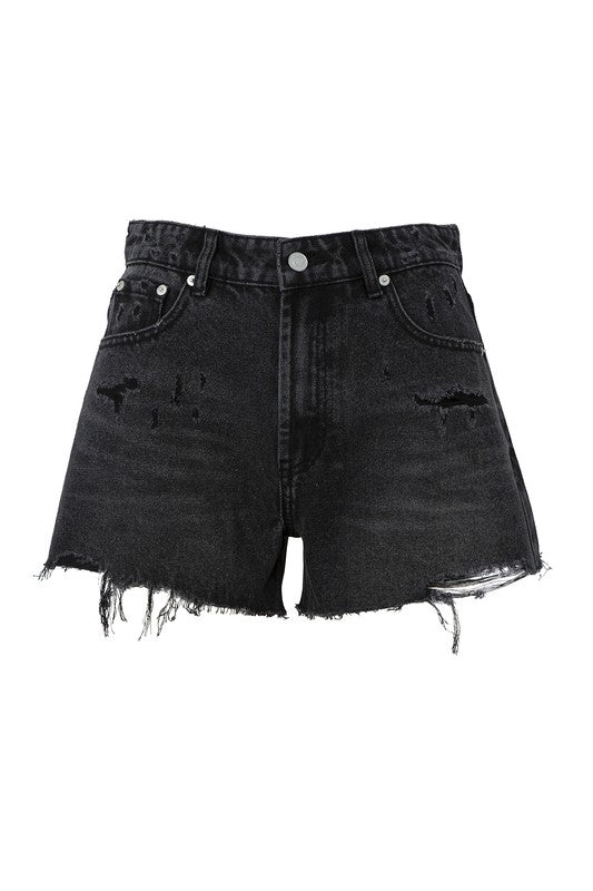 Lilou Distressed denim shorts