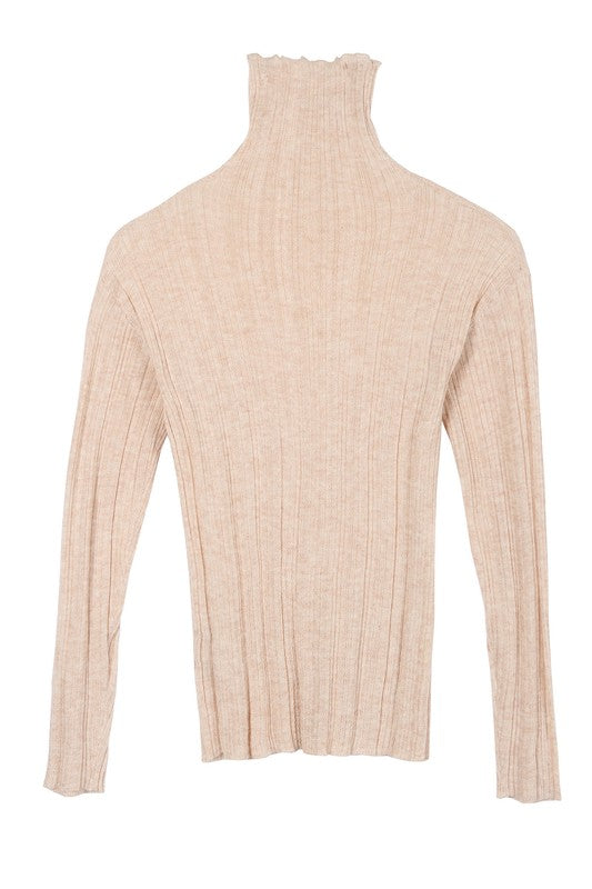 Load image into Gallery viewer, Lilou Wool blended mock neck sheer sweater
