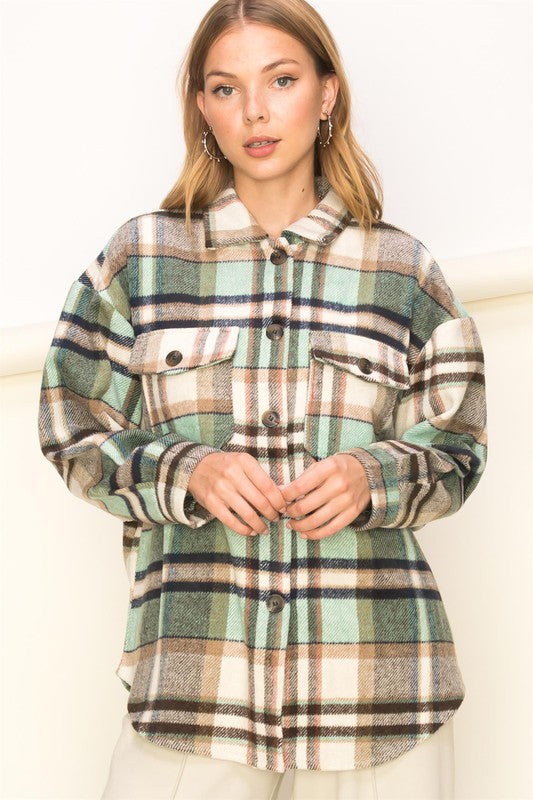 HYFVE Sweet Comfort Plaid Pattern Shacket