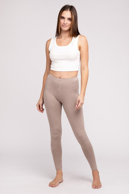 ZENANA Premium Cotton Full-Length Leggings