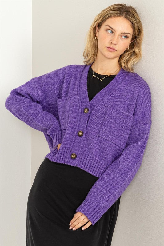 HYFVE Cute Mood Crop Shoulder Cropped Cardigan Sweater