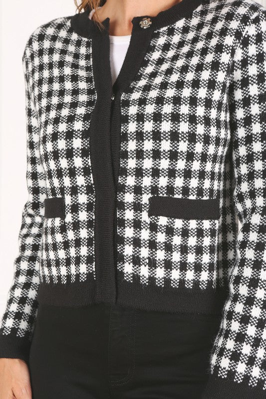 Lilou Black check knitted jacket