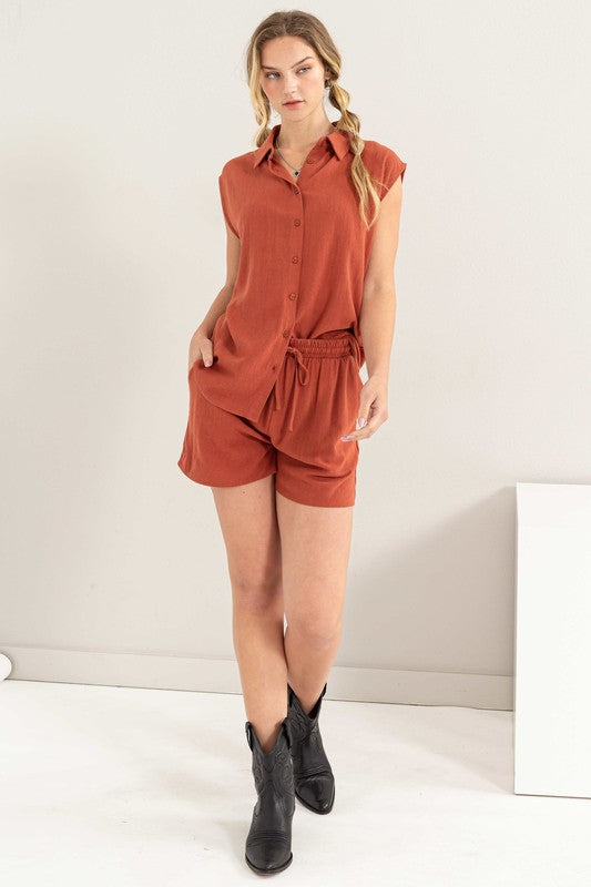 HYFVE Linen Shirt and Shorts Set