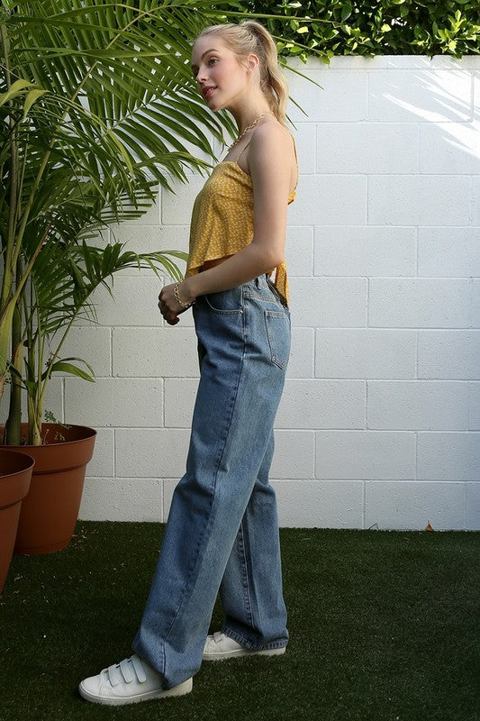 Lilou Sleeveless yellow floral tank top