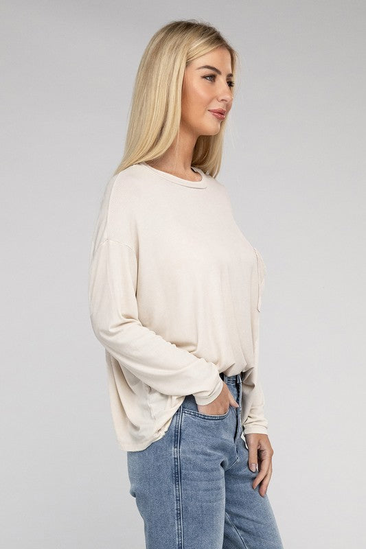 Load image into Gallery viewer, ZENANA Washed Ribbed Dolman Sleeve Round Neck Top

