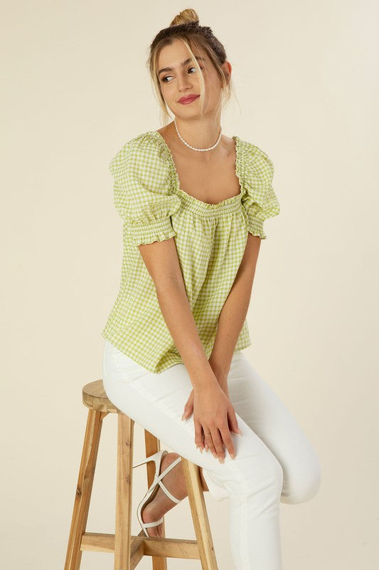 Lilou Smocked blouse with puff sleeve