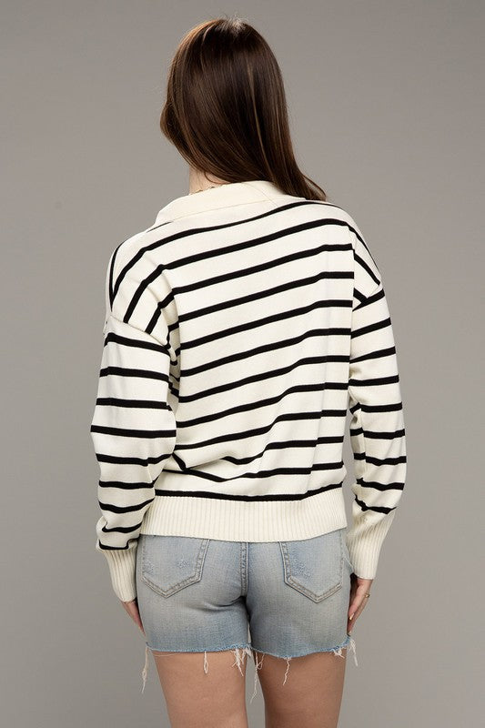 Load image into Gallery viewer, Nuvi Apparel Stripe Collared Knit
