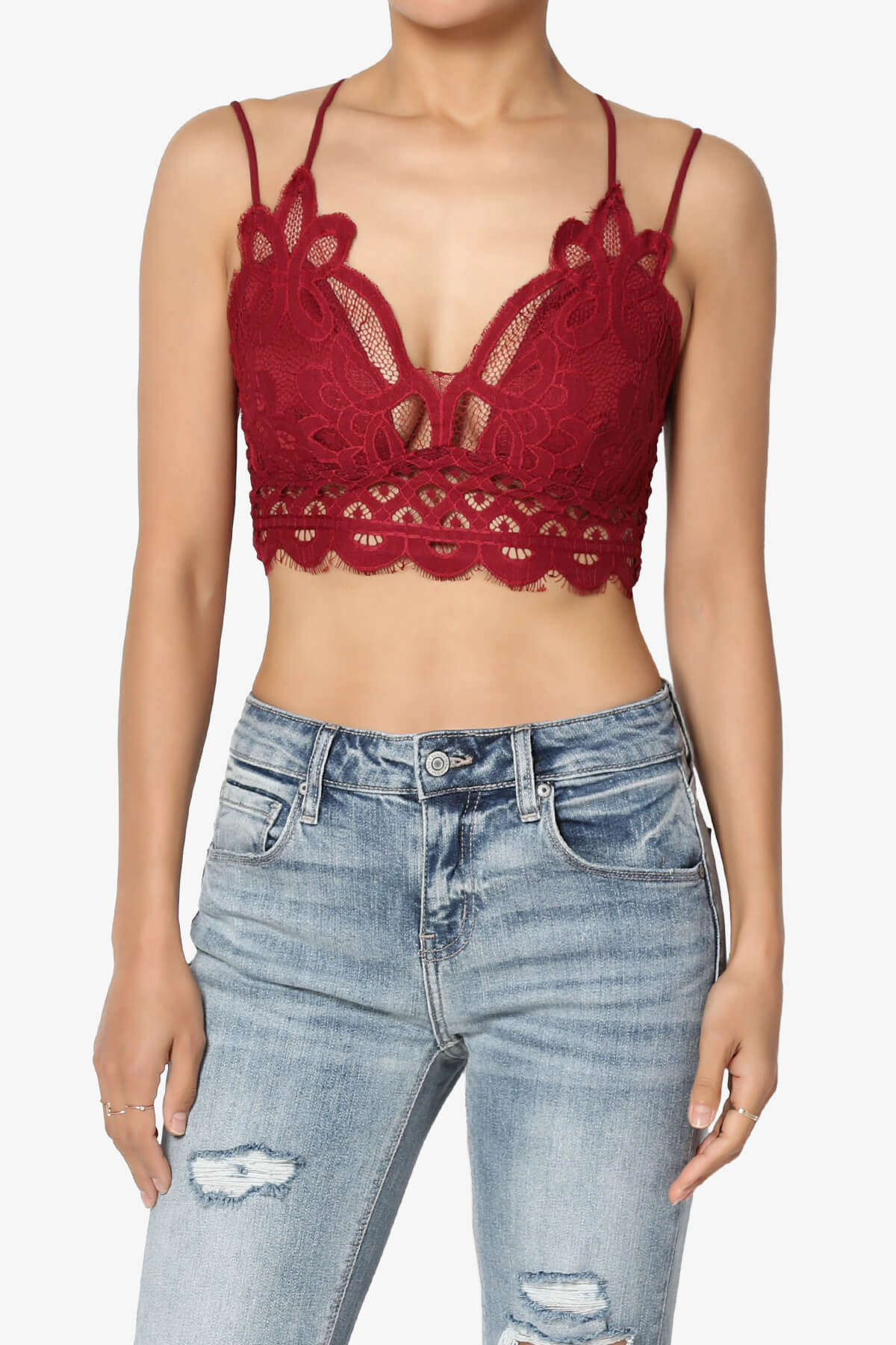 Adella Crochet Lace Bralette BURGUNDY_1