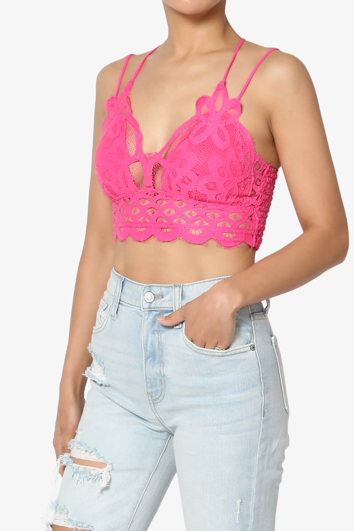 Adella Crochet Lace Bralette FUCHSIA_3