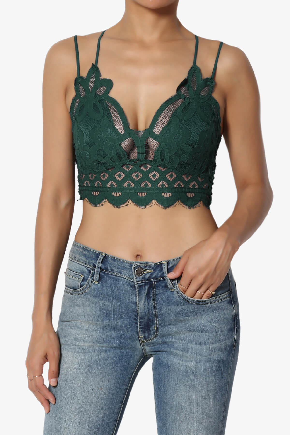 Adella Crochet Lace Bralette HUNTER GREEN_1