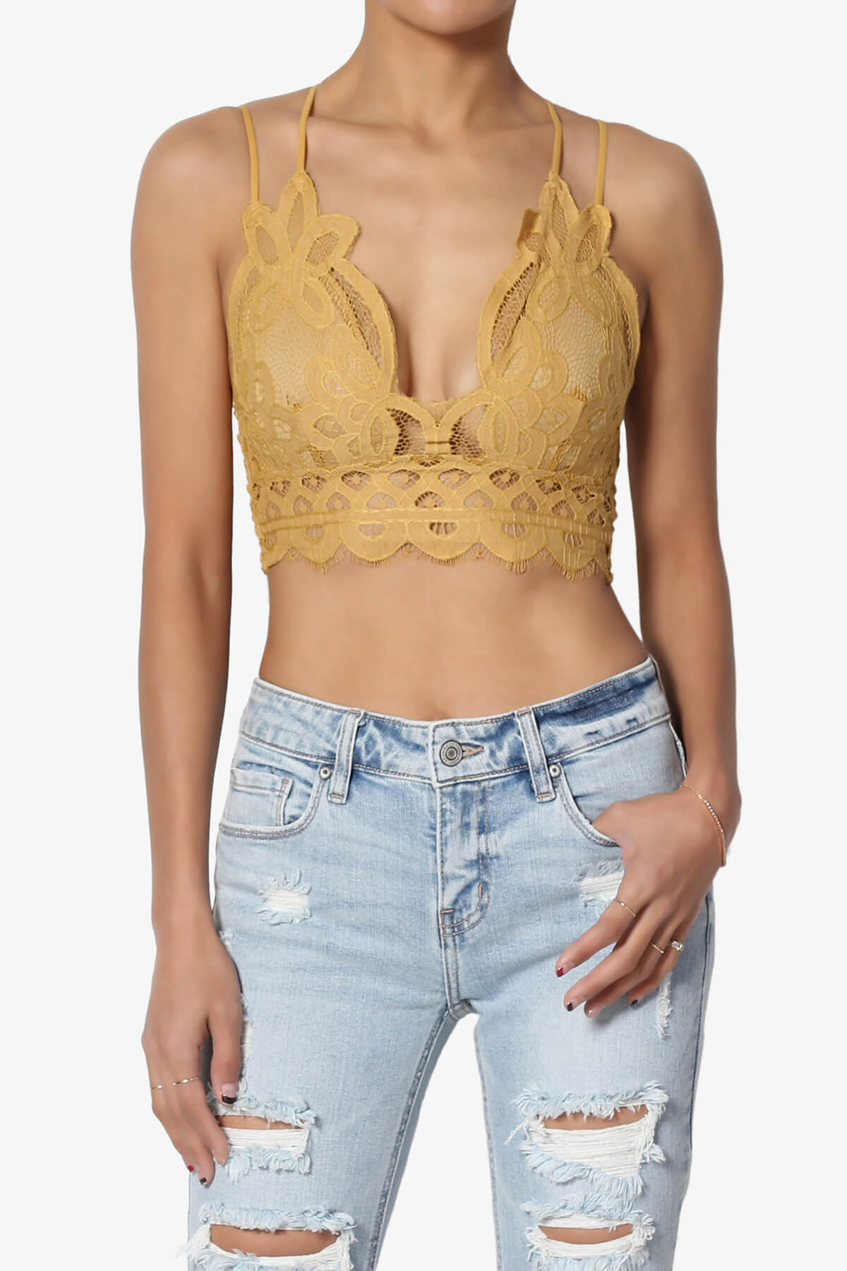 Adella Crochet Lace Bralette LIGHT MUSTARD_1