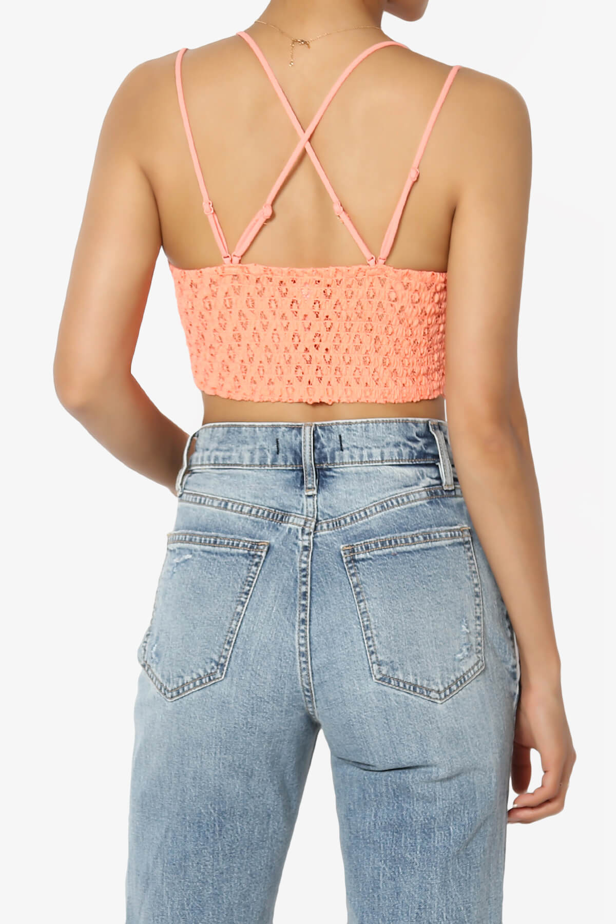 Adella Crochet Lace Bralette NEON CORAL_2