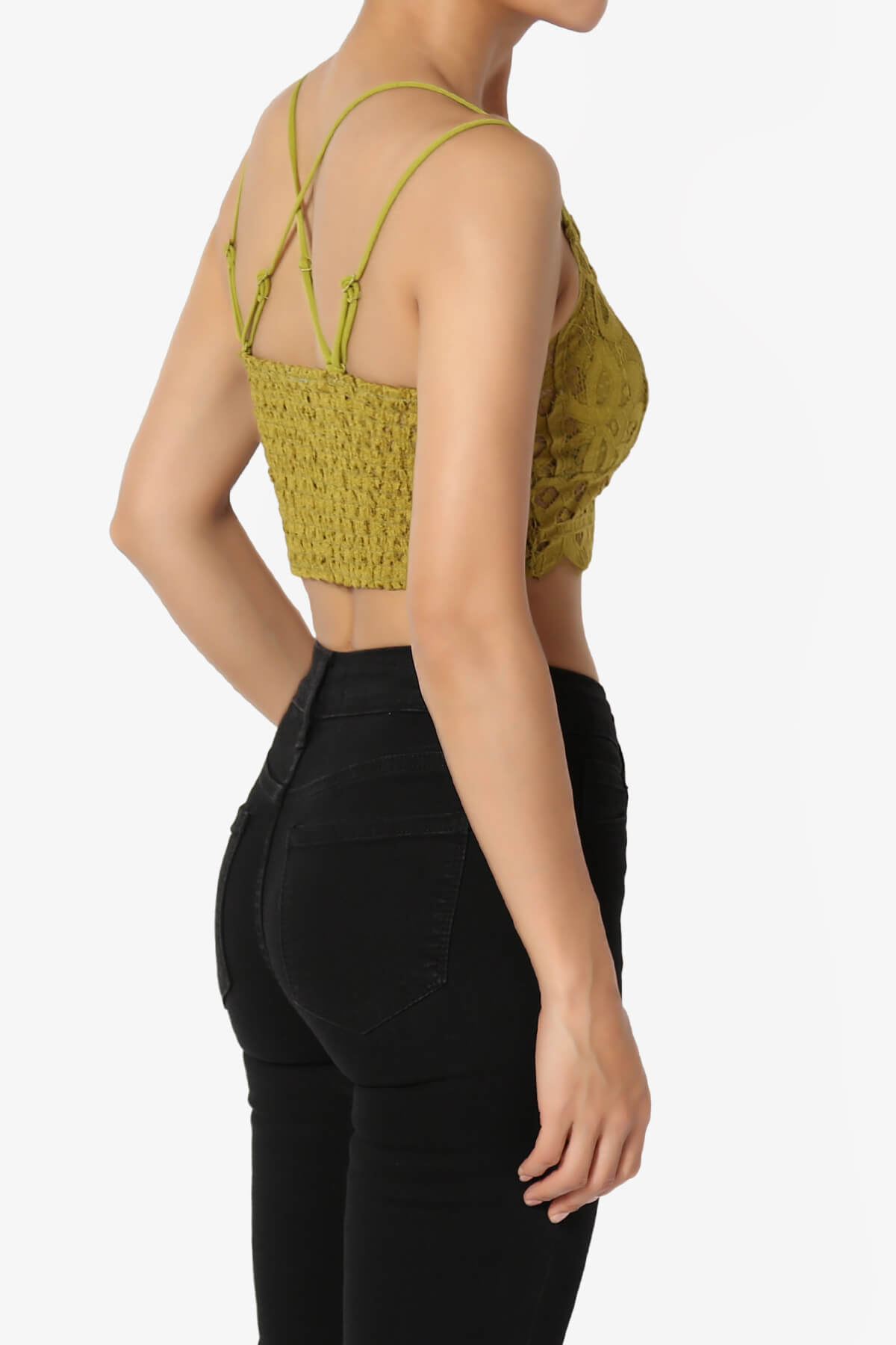 Adella Crochet Lace Bralette OLIVE MUSTARD_4