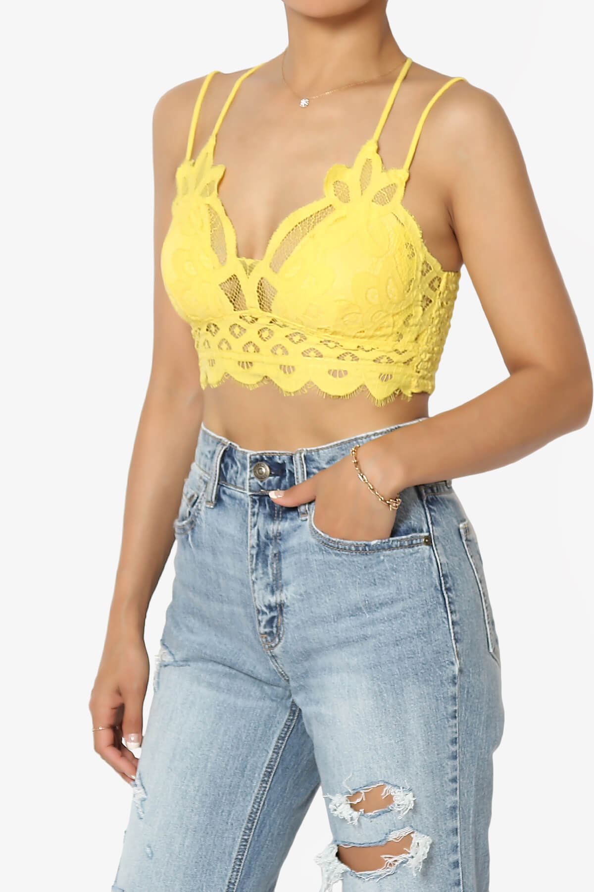 Adella Crochet Lace Bralette YELLOW_3