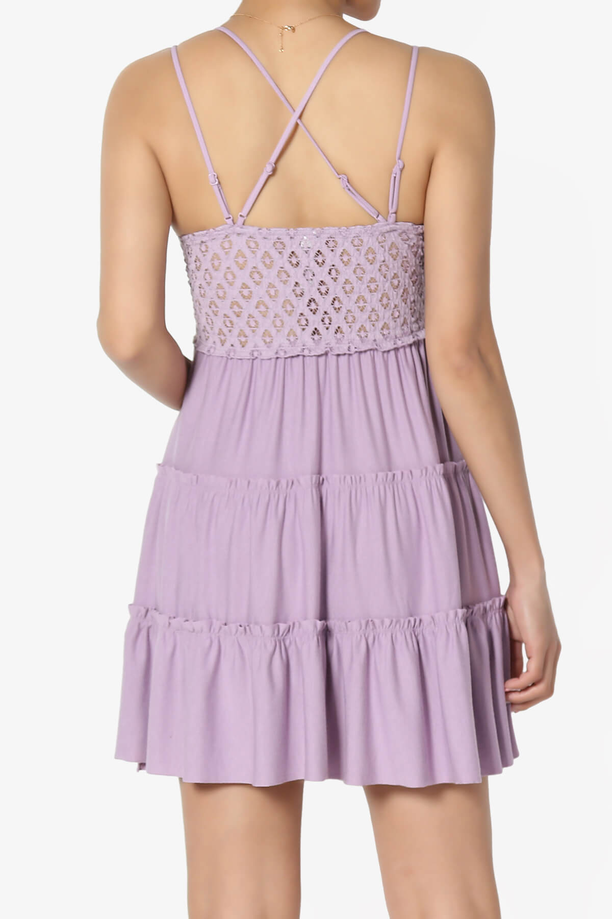 Load image into Gallery viewer, Adella Crochet Lace Ruffle Cami Tunic DUSTY LAVENDER_2

