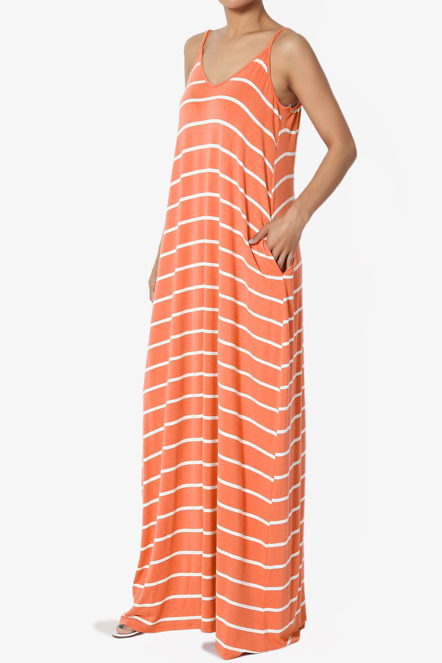 Adilette Striped Cami Maxi Dress ASH COPPER_3