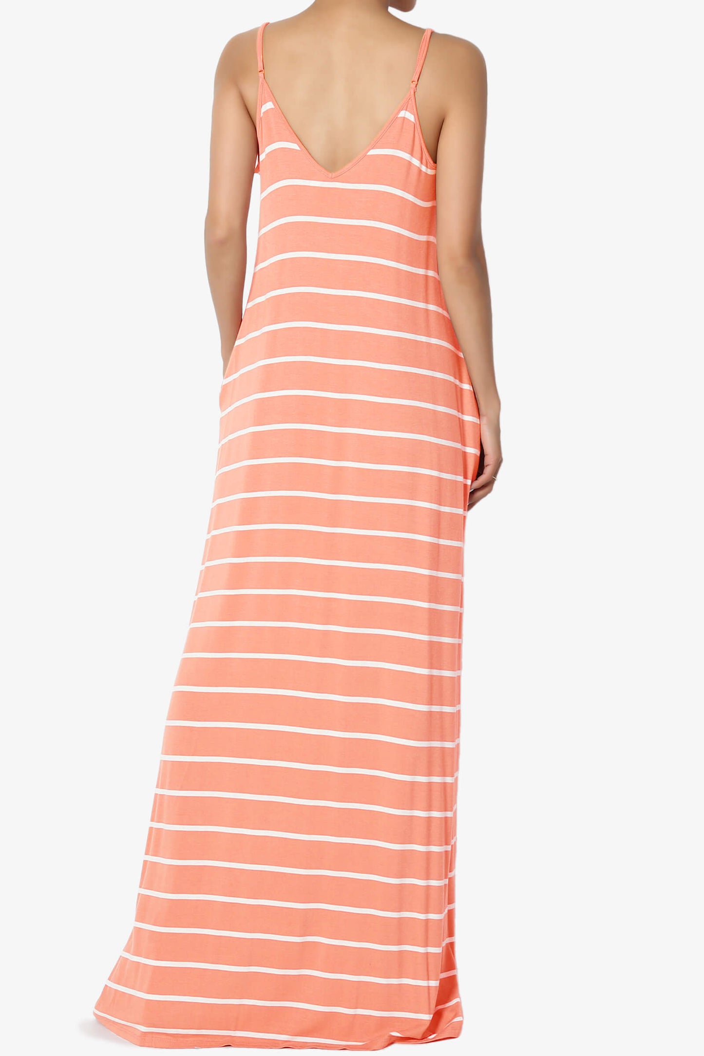 Adilette Striped Cami Maxi Dress CORAL_2