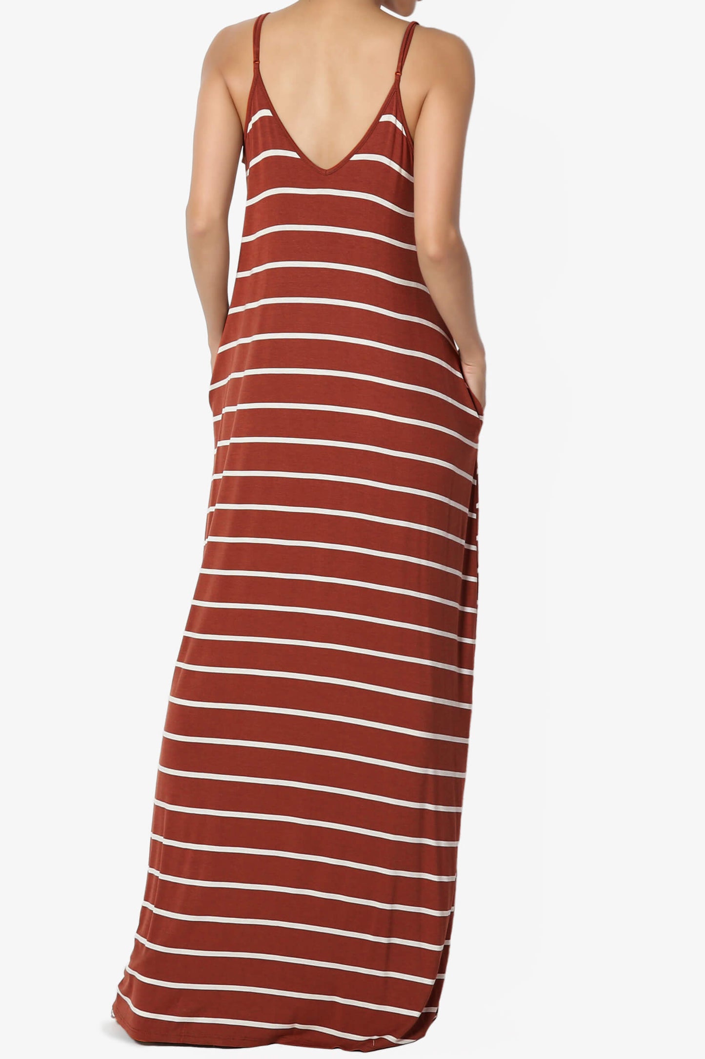 Adilette Striped Cami Maxi Dress DARK RUST_2