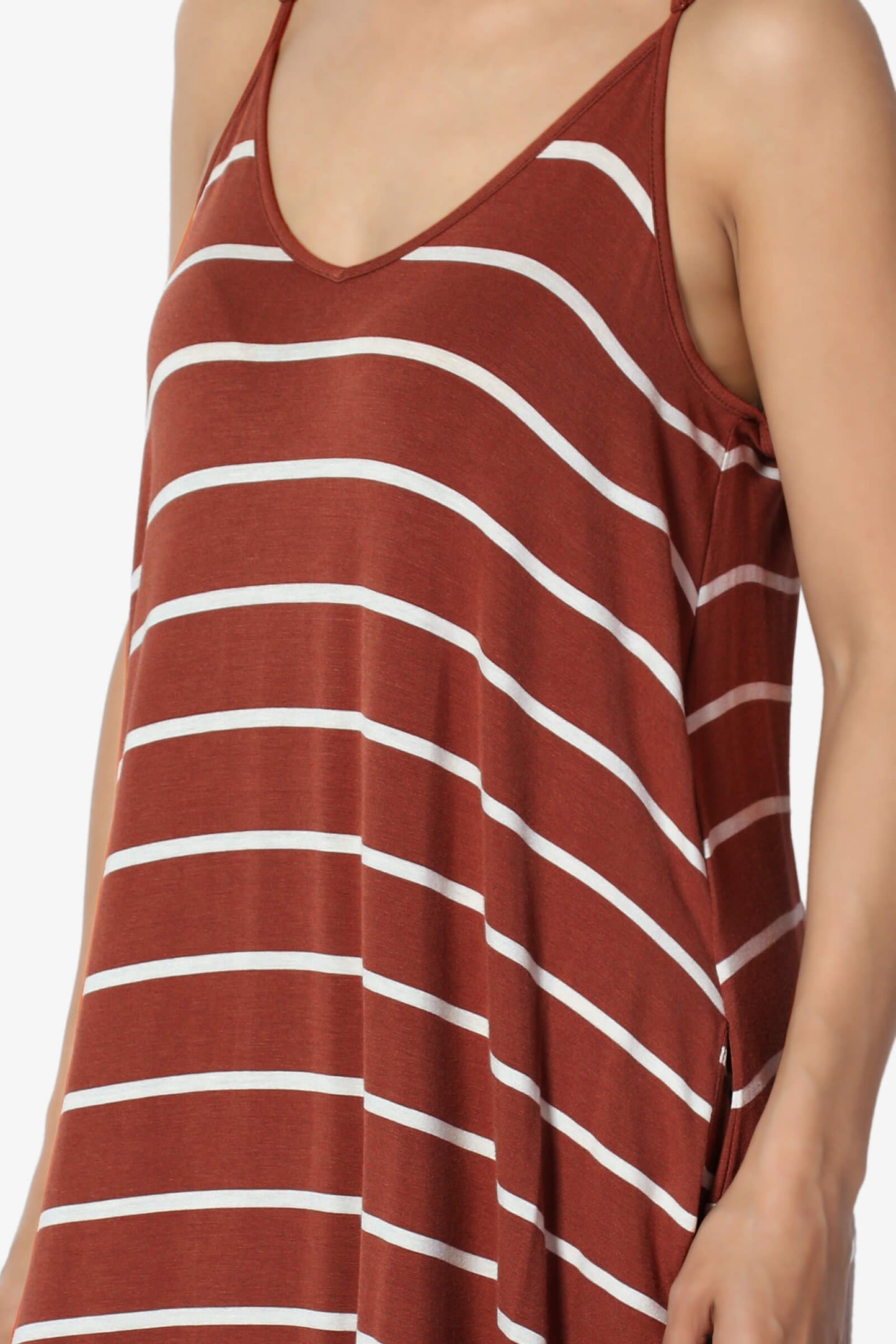 Adilette Striped Cami Maxi Dress DARK RUST_5