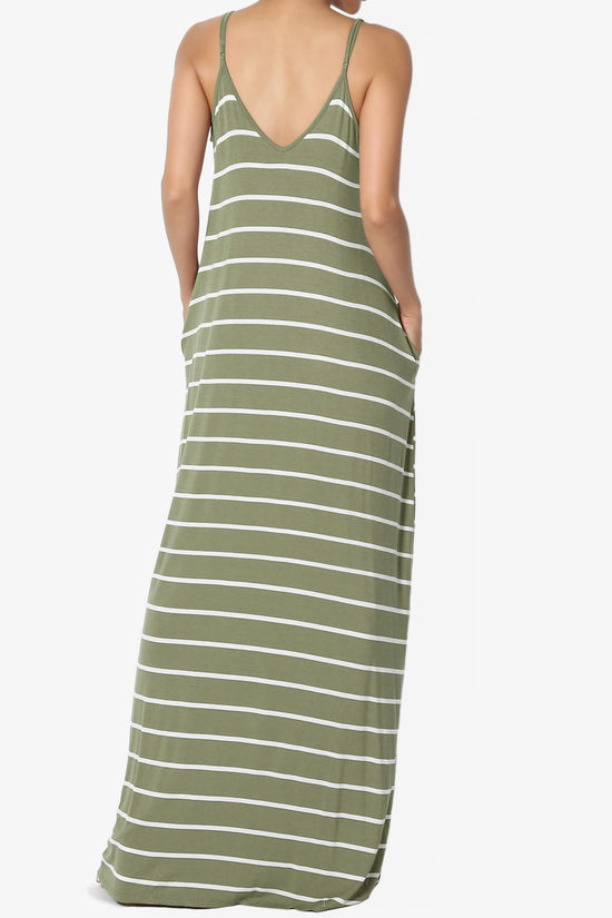 Adilette Striped Cami Maxi Dress DUSTY OLIVE_2