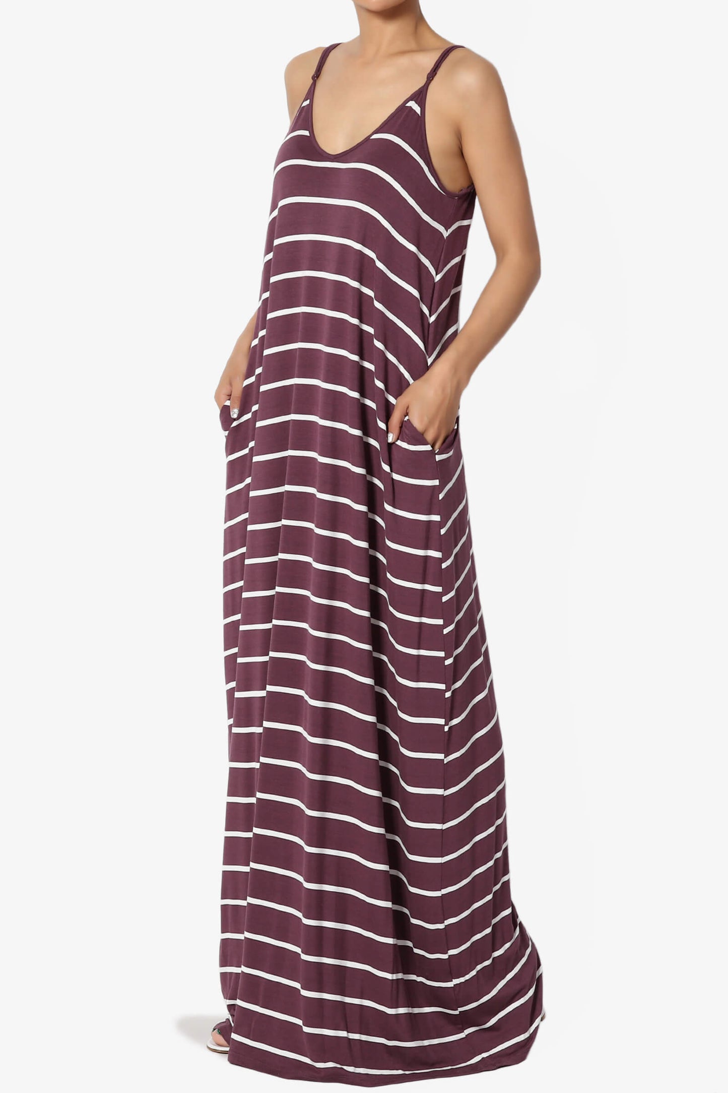 Adilette Striped Cami Maxi Dress DUSTY PLUM_3