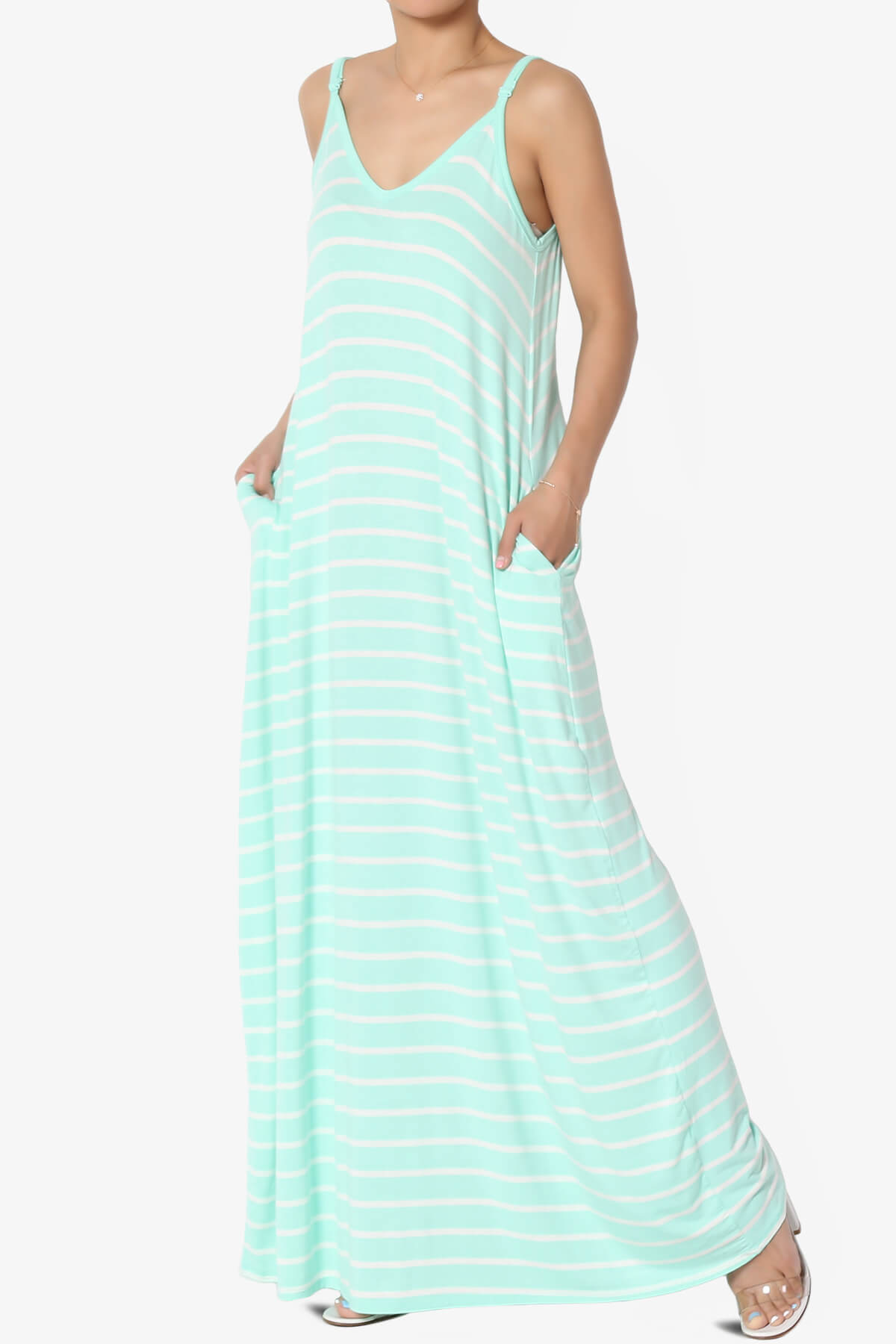 Adilette Striped Cami Maxi Dress GREEN MINT_3