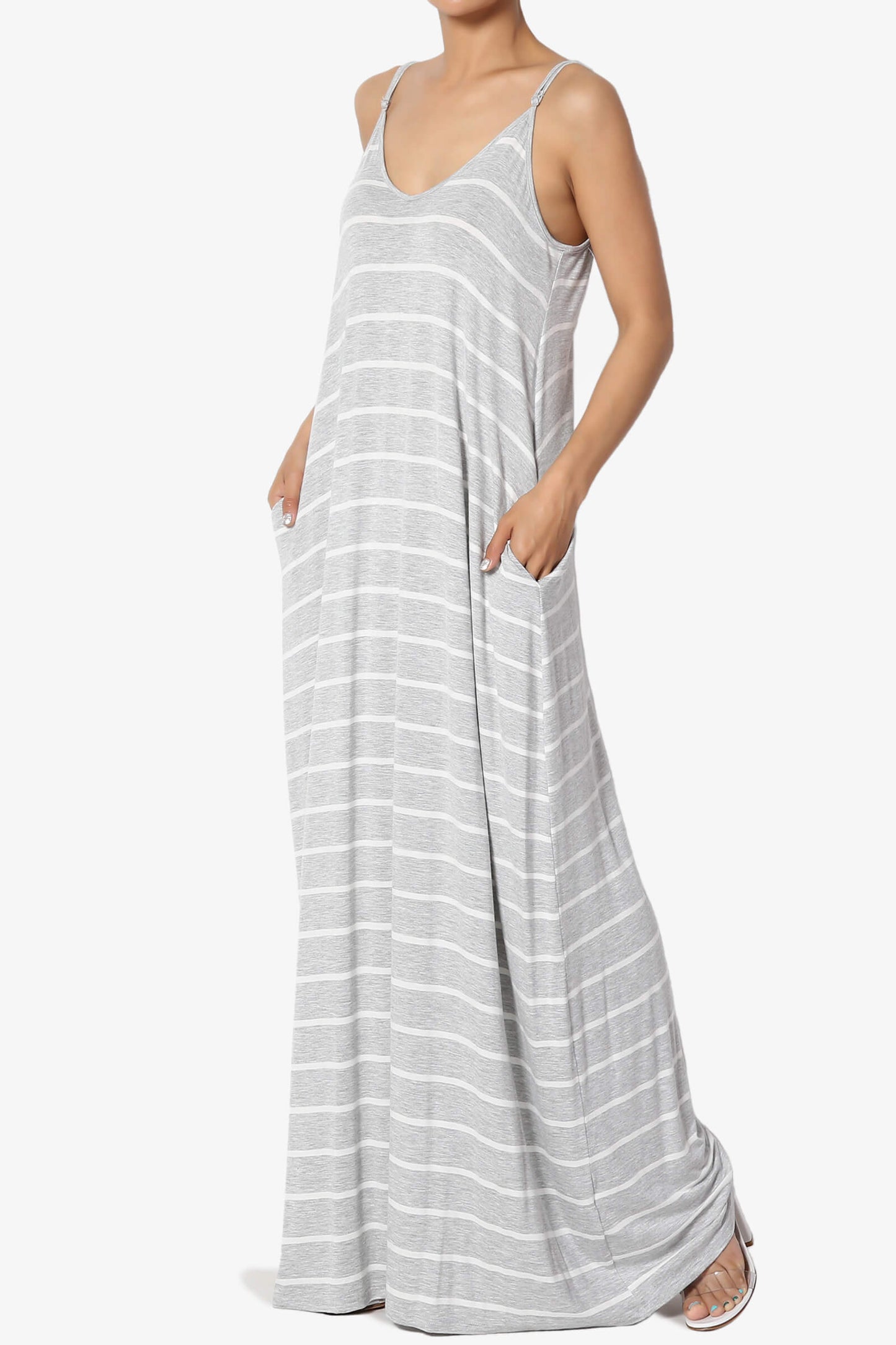 Adilette Striped Cami Maxi Dress HEATHER GREY_3