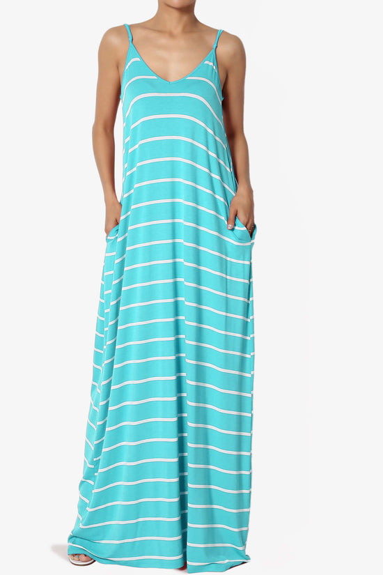 Adilette Striped Cami Maxi Dress ICE BLUE_1