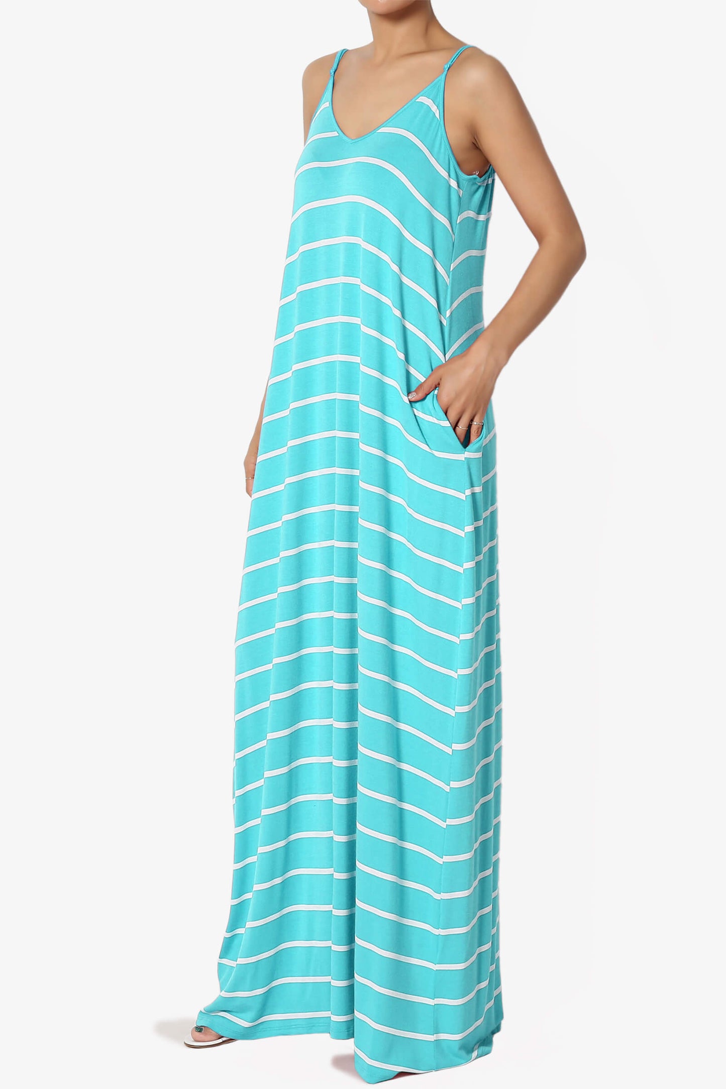 Adilette Striped Cami Maxi Dress ICE BLUE_3