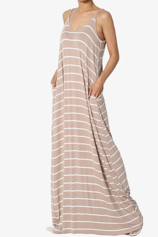 Adilette Striped Cami Maxi Dress LIGHT MOCHA_3