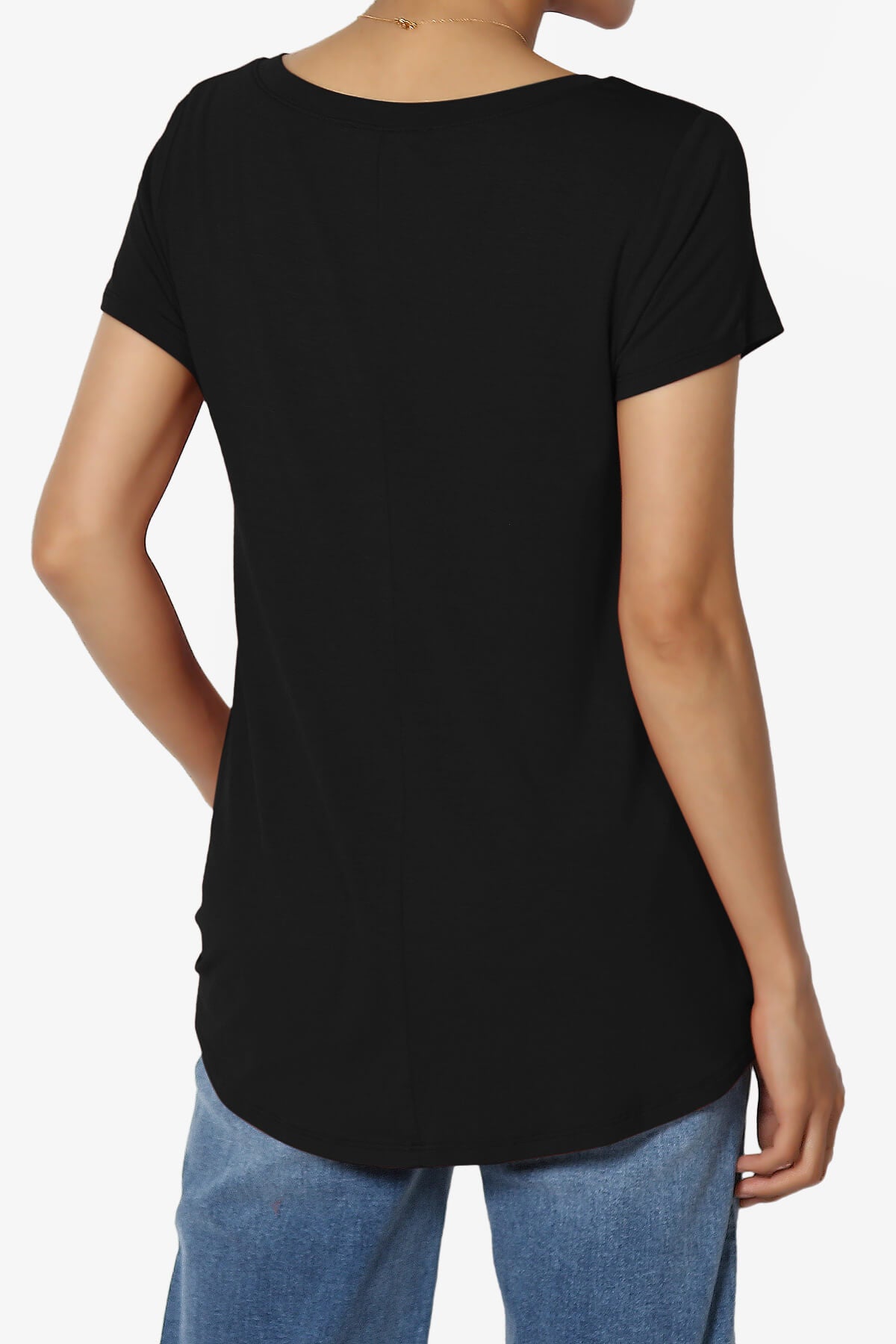 Agree V-Neck Short Sleeve T-Shirt BLACK_2