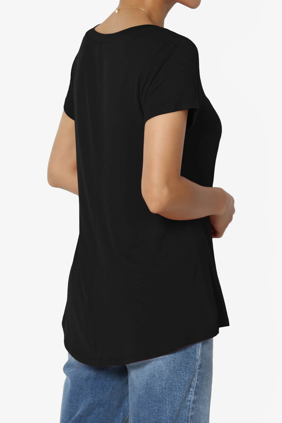 Agree V-Neck Short Sleeve T-Shirt BLACK_4