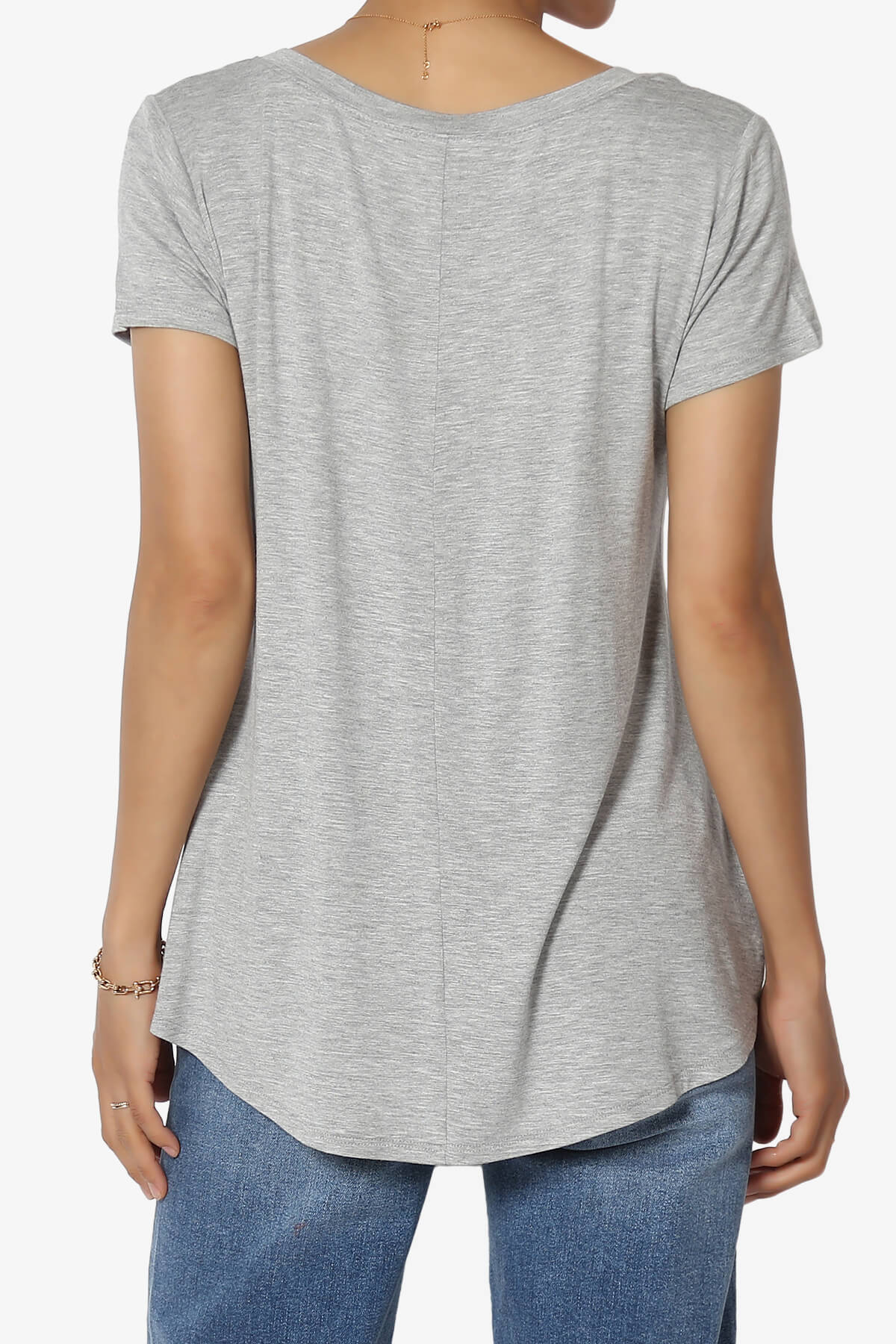 Agree V-Neck Short Sleeve T-Shirt HEATHER GREY_2