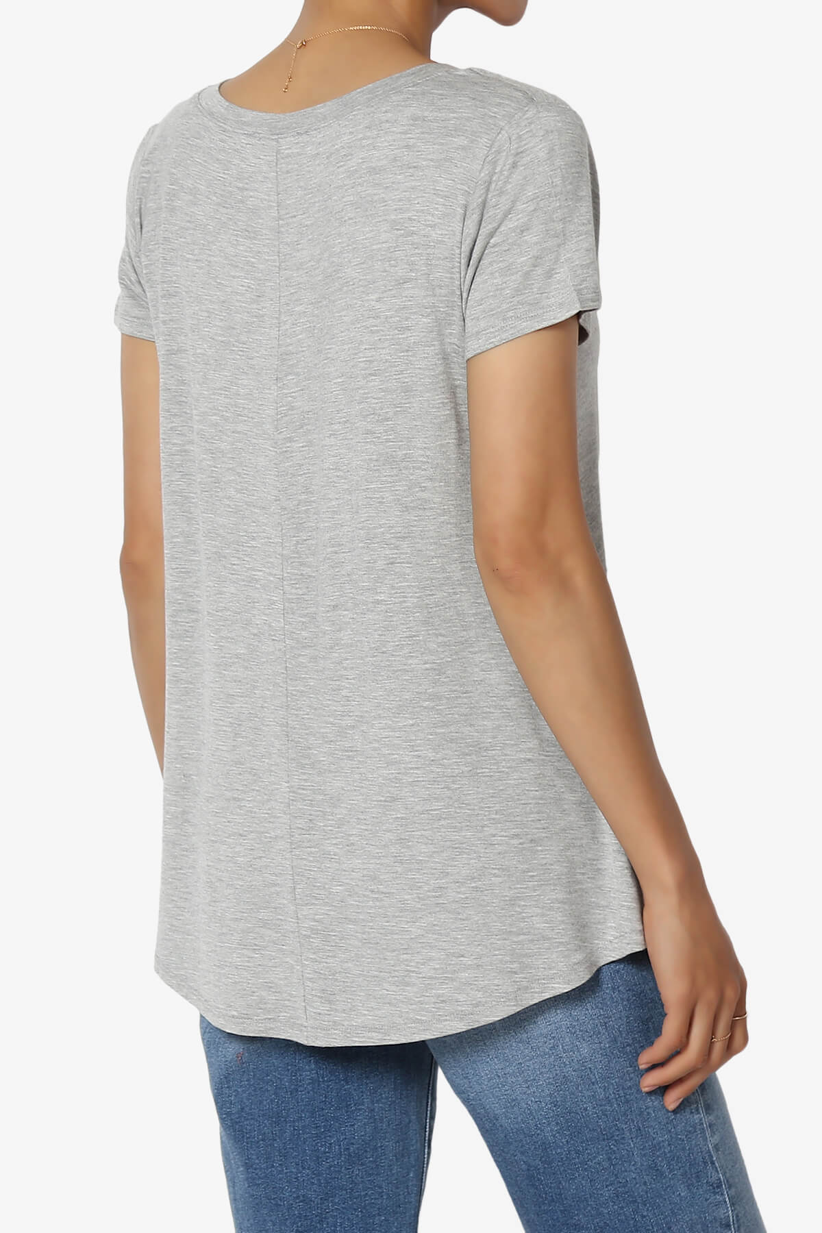 Agree V-Neck Short Sleeve T-Shirt HEATHER GREY_4