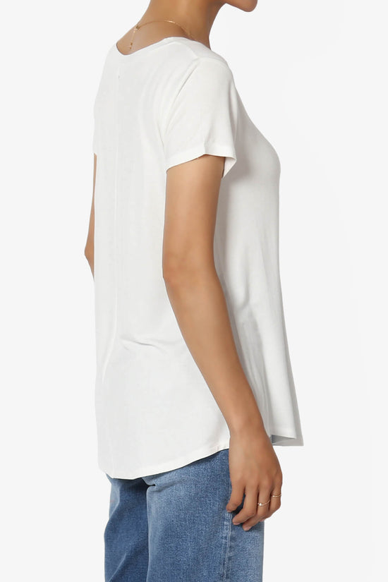 Agree V-Neck Short Sleeve T-Shirt IVORY_4