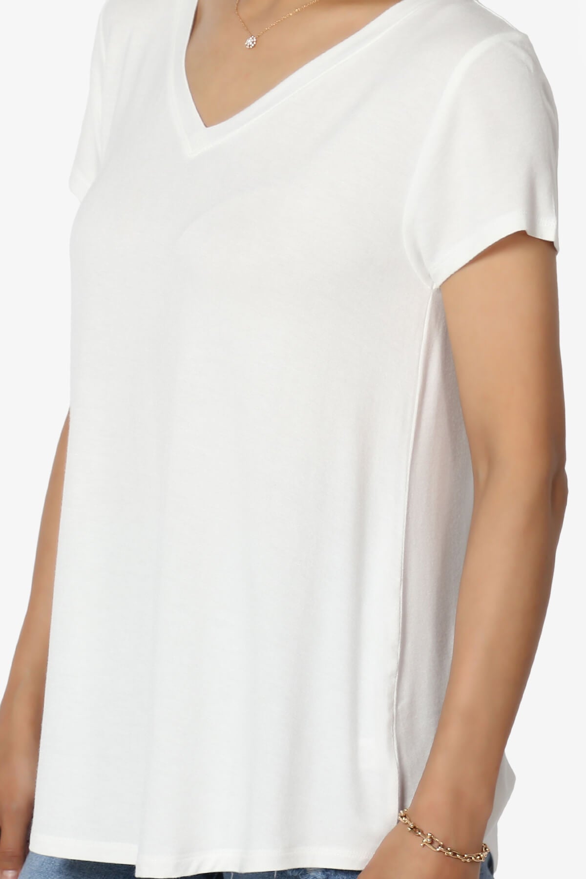 Agree V-Neck Short Sleeve T-Shirt IVORY_5