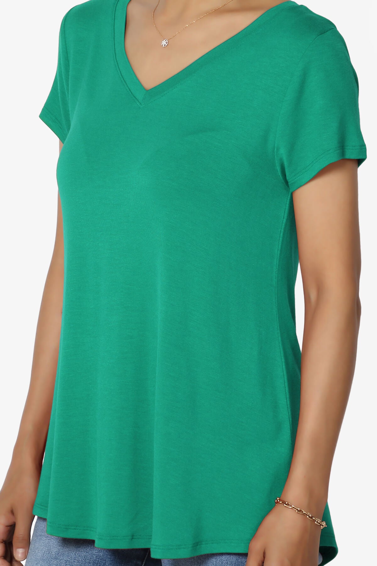 Agree V-Neck Short Sleeve T-Shirt KELLY GREEN_5