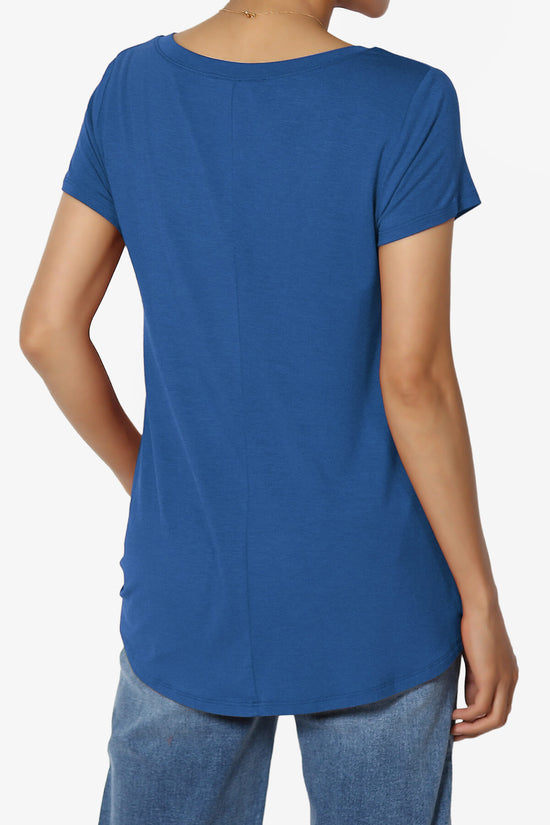 Agree V-Neck Short Sleeve T-Shirt LIGHT NAVY_2