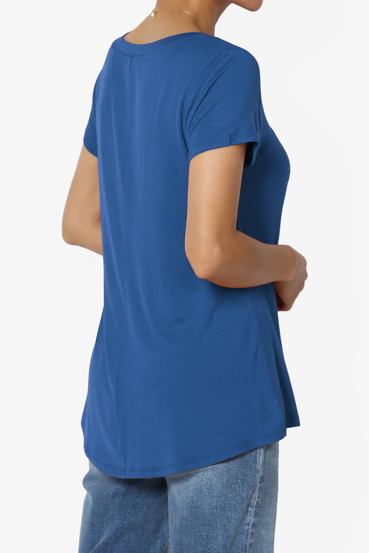 Agree V-Neck Short Sleeve T-Shirt LIGHT NAVY_4