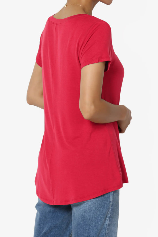 Agree V-Neck Short Sleeve T-Shirt RED_4