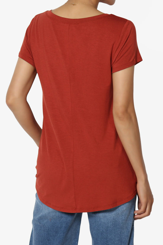 Agree V-Neck Short Sleeve T-Shirt RUST_2