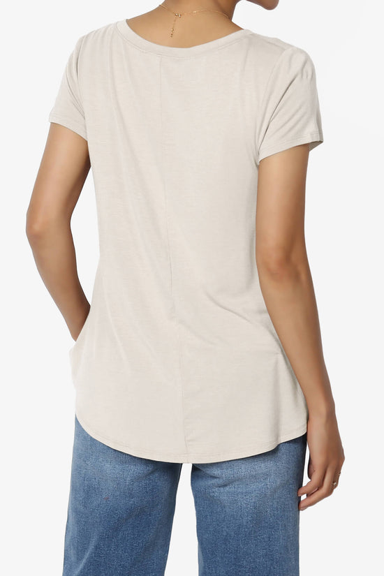 Agree V-Neck Short Sleeve T-Shirt SAND BEIGE_2