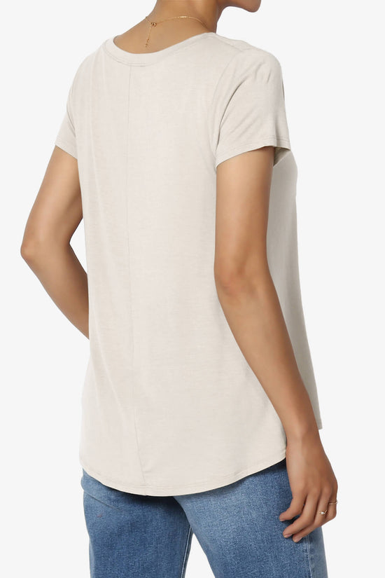 Agree V-Neck Short Sleeve T-Shirt SAND BEIGE_4